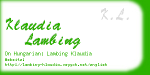 klaudia lambing business card